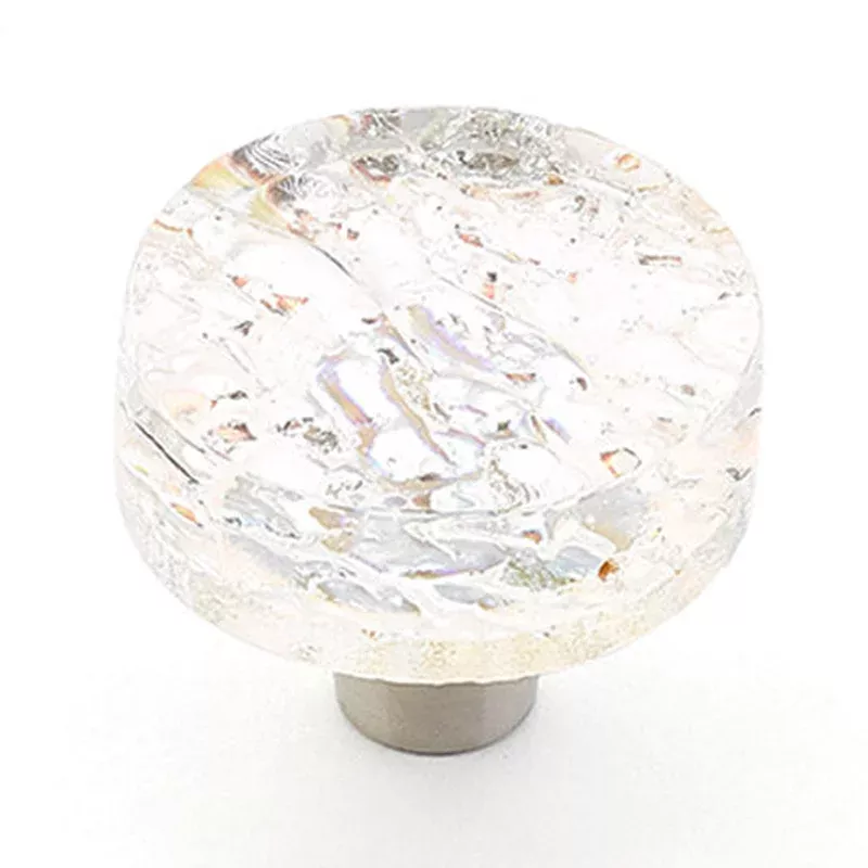1 1/2 Inch Designer Ice Collection Glass Cabinet Knobs & Stainless Steel Finish
