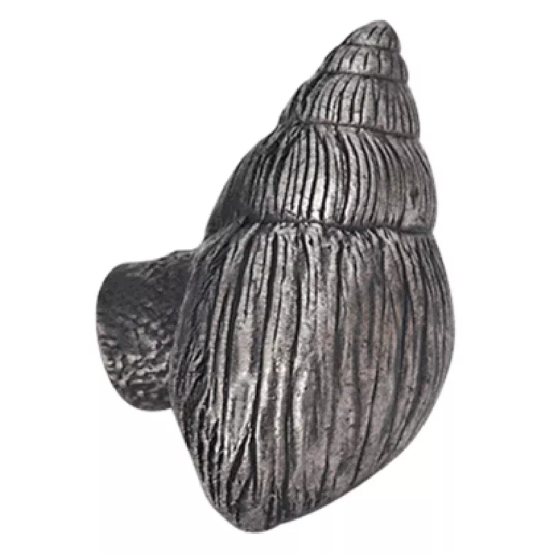 1 5/8 Inch Ocean Seaside Nautical Solid Pewter Twisting Conch Seashell Knob (Satin Pewter Finish)