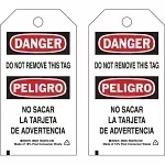 Brady 86526 Rectangular Accident Prevention Tag, 5-3/4 in H x 3 in W, Black/Red on White, 3/8 in Hole, B-851 Polyester