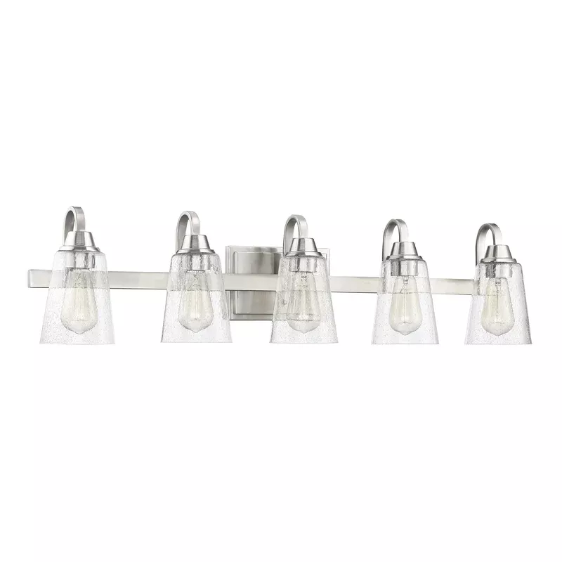 Grace 5 Light Vanity in Brushed Polished Nickel (Clear Seeded Glass)