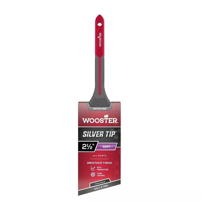 Wooster Silver Tip GRIPTECH MAX Series G5224-2 1/2 Paint Brush 2-1/2 in W Thin Angle Brush 2-7/8 in L Bristle