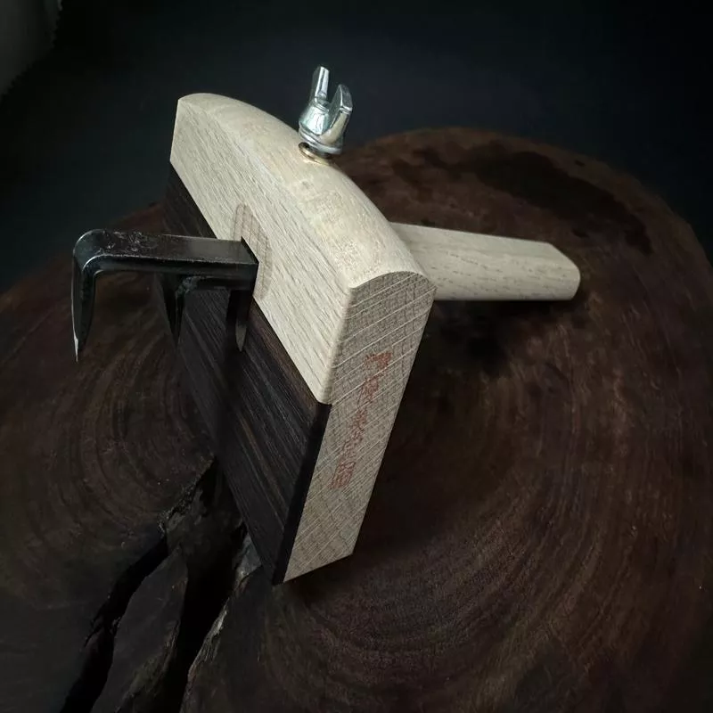 Yubido Ebony Paste Marking gauge wide body with two scribing rodsKebiki