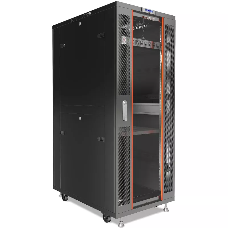 Zero Hassle Setup 32U Floor Standing Server Rack With Built In Cooling Fan And Secure Locking Glass Door Sleek Network Cabinet For Next Level Home Office Rig Organization