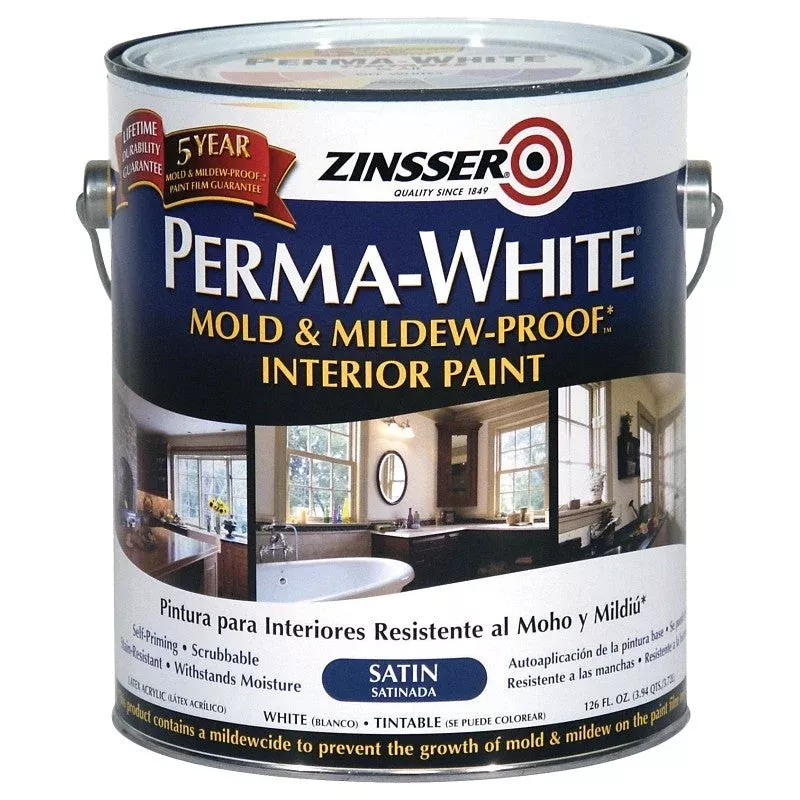 Zinsser 02711 Kitchen and Bath Paint Satin White 1 gal Can Water (Pack of 2)